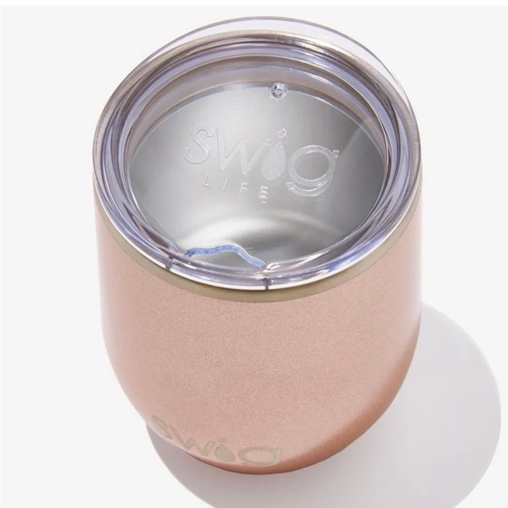Swig Life 12oz Rose Gold Shimmer Stemless Wine Cup‎ Stainless Steel Tumbler NEW